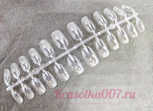 Гелевые типсы овал широкие прозрачный, 24 шт