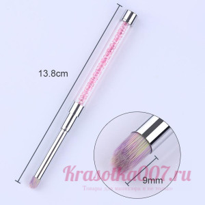 Кисть круглая для градиента, стразы розовая